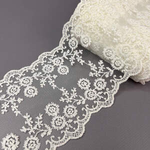 (176/9026) Кружево на сетке органзе 11,5 см - Айвори