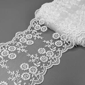 (176/9026) Кружево на сетке органзе 13,5 см - Белое