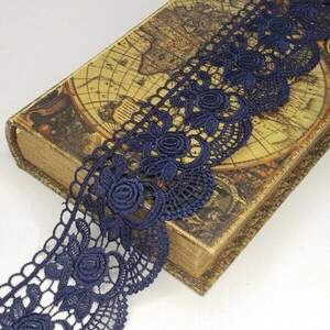 (1м) Кружево макраме Sindtex 8см Цвет - Синий темный (М729-90-154)