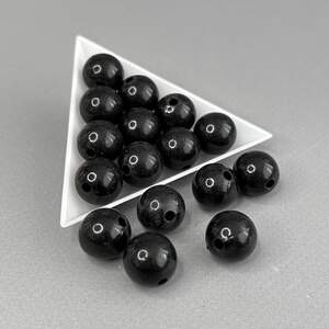 (20 гр) Бусины пластик Ø14 мм, - черный