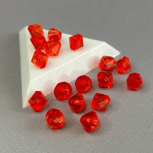 (20 гр) Бусины пластик биконус Ø10 мм, - красный