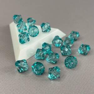 (20 гр) Бусины пластик биконус Ø12 мм, - бирюзовый