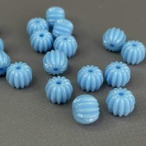 (20 гр) Бусины пластик бочонок-ромашка 9х11 мм, - голубой