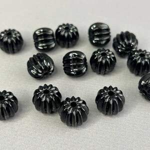 (20 гр) Бусины пластик бочонок-ромашка 9х11 мм, - черный