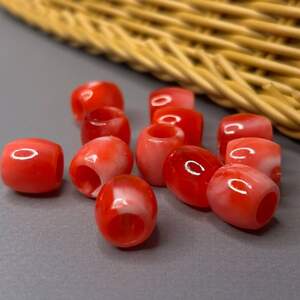 (20 гр) Бусины пластик бочонок 11 мм, - красный