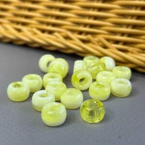 (20 гр) Бусины пластик бочонок 6х9 мм, - желтый