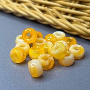 (20 гр) Бусины пластик бочонок 6х9 мм, - оранж