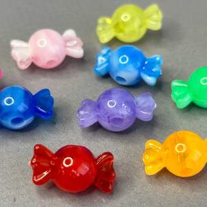 (20 гр) Бусины пластик конфетка 10х18 мм, - микс