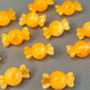 (20 гр) Бусины пластик конфетка 10х18 мм, - оранжевый