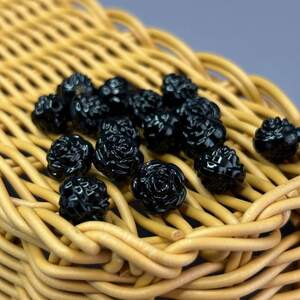 (20 гр) Бусины пластик розочка 12мм, - черный