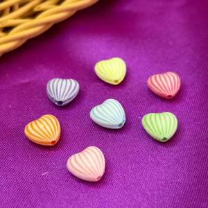 (20 гр) Бусины пластиковые Сердечко 9х10 мм - Микс