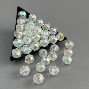 (20 гр) Бусины рондель пластик Ø10мм - прозрачные с АВ