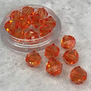 (20 грамм) Ø14 мм Бусины граненые пластик #3365 - оранжевый прозрачный
