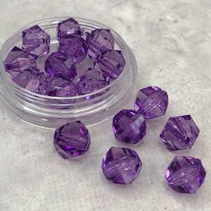(20 грамм) Ø14 мм Бусины граненые пластик #3365 - сиреневый прозрачный