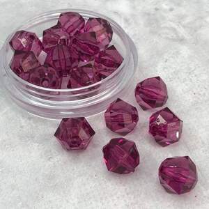 (20 грамм) Ø14 мм Бусины граненые пластик #3365/187 - фиолетовый прозрачный