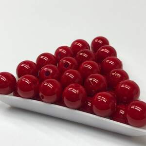 (20 грамм) Бусины пластик Ø10 мм, Цвет - Красный