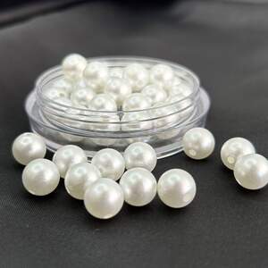 (20 грамм) Бусины пластик Ø10мм - белый перламутр