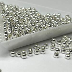 (20 грамм) Бусины пластик Ø3мм - серебро хромированное