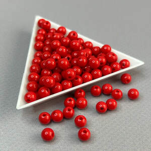 (20 грамм) Бусины пластик Ø6 мм - красный