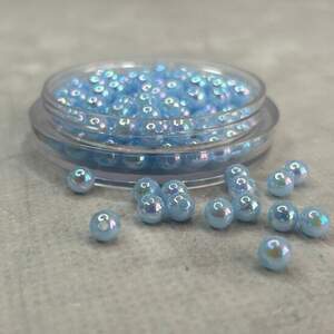 (20 грамм) Бусины пластик Ø6мм - голубой с АВ