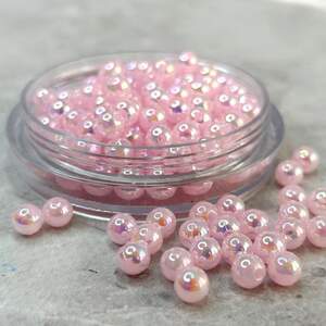 (20 грамм) Бусины пластик Ø6мм - розовый с АВ