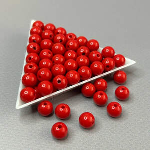 (20 грамм) Бусины пластик Ø8 мм - красный