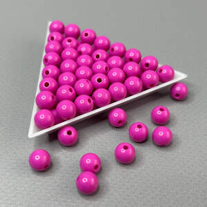 (20 грамм) Бусины пластик Ø8 мм - фуксия