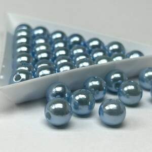 (20 грамм) Бусины пластик Ø8мм - голубой перламутр