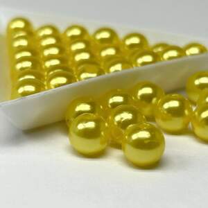 (20 грамм) Бусины пластик Ø8мм - желтый перламутр