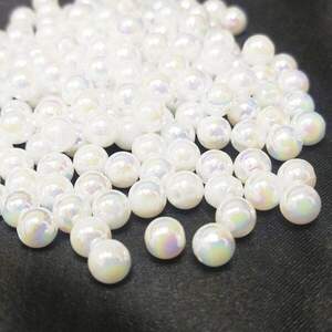 (20 г) Жемчуг бусины пластик Ø6мм, Цвет - Белый АВ