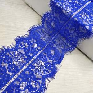 (3 метра) Французское кружево с ресничками, Шантильи 6см (1320), Цвет - синий электрик