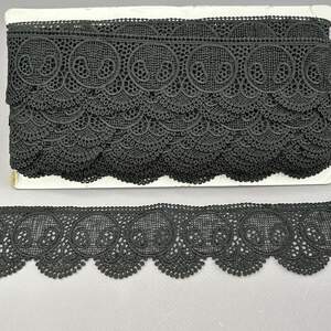 (57-J0017-002) Вязаное матовое кружево 5 см - черный