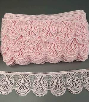 (57-J0017-003) Вязаное матовое кружево 5 см - нежно розовый