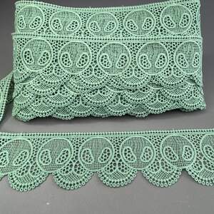 (57-J0017-004) Вязаное матовое кружево 5 см - темный мятный