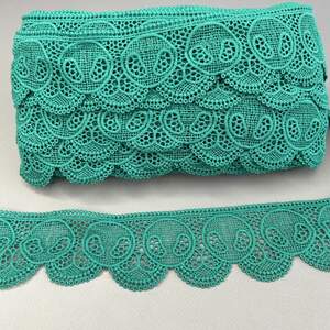 (57-J0017-005) Вязаное матовое кружево 5 см - бирюзовый