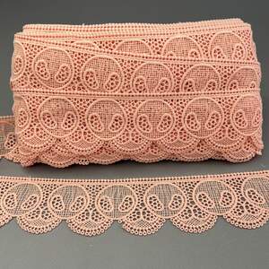 (57-J0017-007) Вязаное матовое кружево 5 см - персиковый