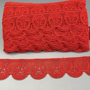 (57-J0017-010) Вязаное матовое кружево 5 см - красный
