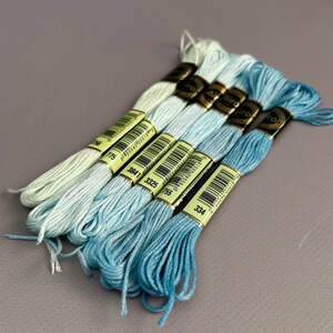 (6 шт по 8м) Набор мулине Airo (нитки для вышивания) - голубой микс (3756-334)