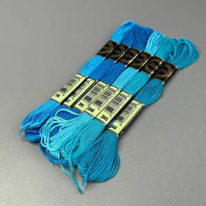 (6 шт по 8м) Набор мулине Airo (нитки для вышивания) - джинс микс (3753-3750)