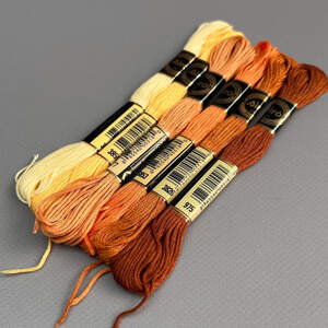 (6 шт по 8м) Набор мулине Airo (нитки для вышивания) - охровый микс (3823-975)