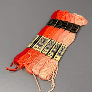 (6 шт по 8м) Набор мулине Airo (нитки для вышивания) - персиковый микс (606-967)