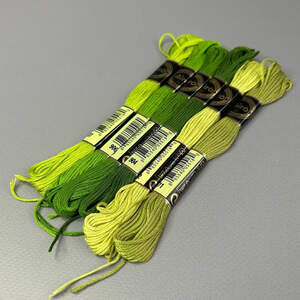 (6 шт по 8м) Набор мулине Airo (нитки для вышивания) - салатовый микс (907-471)