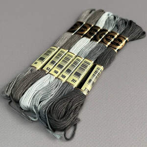 (6 шт по 8м) Набор мулине Airo (нитки для вышивания) - синий микс (809-312)