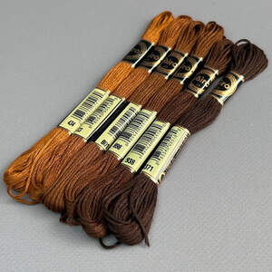 (6 шт по 8м) Набор мулине Airo (нитки для вышивания) - шоколадный микс (434-3371)