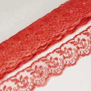 (9 метров) Кружево Яблочко органза (ширина 4см) Кораловый