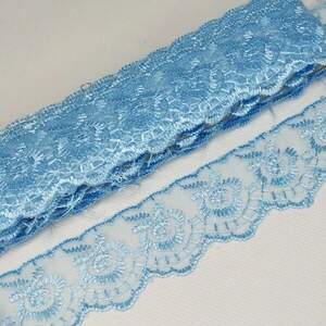 (9 метров) Кружево Яблочко органза (ширина 4см) Голубой светлый
