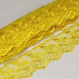 (9 метров) Кружево Яблочко органза (ширина 4см) Желтый яркий