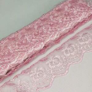 (9 метров) Кружево Яблочко органза (ширина 4см) Розовый