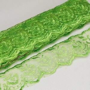 (9 метров) Кружево Яблочко органза (ширина 4см) Салатовый