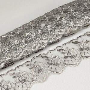(9 метров) Кружево Яблочко органза (ширина 4см) Серый